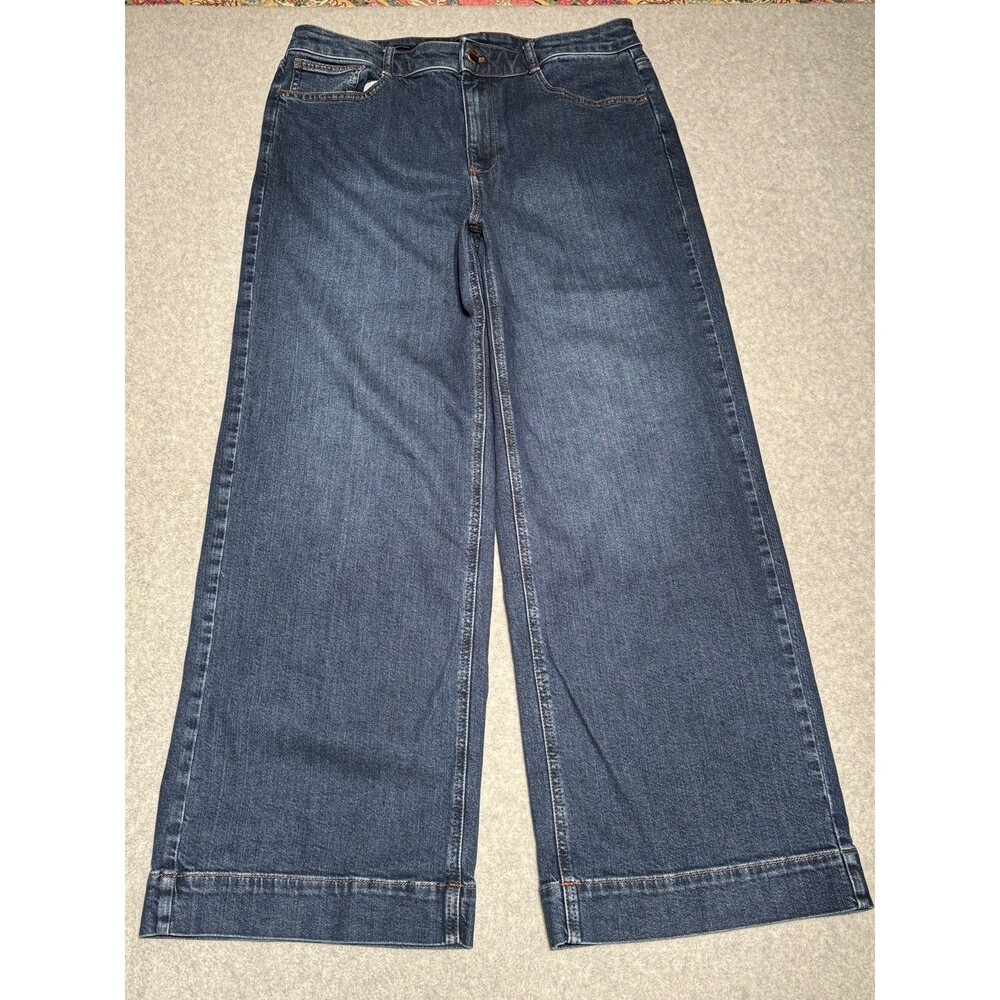 Talbots Trouser Jeans Size 12 Camilla Wash High Rise Wide Leg Dark Wash Capsule